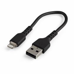 StarTech.com 15cm strapazierfähiges schwarzes USB-A auf Lightning-Kabel - Hochbelastbare, robuste Aramidfaser - USB Typ-A auf Lightningkabel - Lade-/Synchronisationskabel - Apple MFi-zertifiziert iPad/iPhone 12 