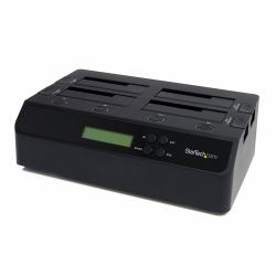 StarTech.com 4-Bay Festplatten Klonstation und Löscher, Selbständiger 1:3 SATA HDD/SSD Kloner/Kopierer, USB 3.0 / eSATA zu SATA Dockingstation, Laufwerk Kopierer und Reinigungs Dock 