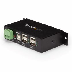 StarTech.com Industrieller 4 Port USB 2.0 Hub - Montierbarer USB Metall Hub in Schwarz 