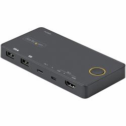 StarTech.com 2 Port Hybrid KVM Switch HDMI + USB-A & USB-C - 4K 60Hz HDMI 2.0 Monitor - Kompakter Desktop und/oder Laptop HDMI KVM Umschalter - USB Bus Powered - Thunderbolt 3 Kompatibel 