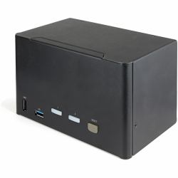 StarTech.com 2 Port Quad Monitor DisplayPort KVM Switch - 4K 60 Hz UHD HDR - DP 1.2 KVM Umschalter mit USB 3.0 Hub mit 2 Anschlüssen [5 Gbit/s] und 4x USB 2.0 HID Anschlüssen, Audio - Hotkey - TAA 