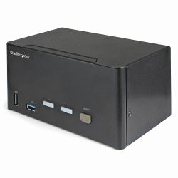 StarTech.com 2 Port DisplayPort KVM Switch - 4K 60 Hz UHD HDR - DP 1.2 KVM Umschalter mit USB 3.0 Hub mit 2 Anschlüssen [5 Gbit/s] und 4x USB 2.0 HID Anschlüssen, Audio - Hotkey - TAA 