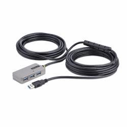 StarTech.com USB Extender Hub, 4-Port USB Hub 3.0 mit 10 m Verlängerungskabel , Aktives USB Splitter/Kabel, USB Verteiler/Erweiterung inkl. 20W Netzteil, ESD-Schutz [4kV Luft und 4kV Kontakt] 
