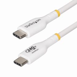 StarTech.com 4m USB-C-Ladekabel, Laden und Synchronisieren, 240W [5A] Power Delivery EPR, USB 2.0 Laptop-Ladekabel, USB-IF-zertifiziert, TPE-Mantel, Weiß - USB C Ladekabel 