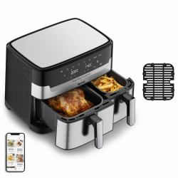 Tefal Dual Easy Fry & Grill EY905D Doppel 8,3 l Eigenständig 2700 W Heißluftfritteuse Edelstahl 