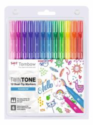 Tombow TwinTone Marker 12 Stück[e] Feine/ runde Spitze Mehrfarbig 