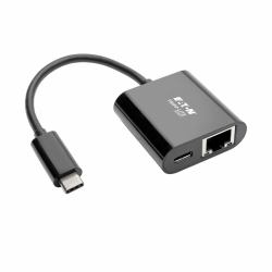 Tripp Lite U436-06N-GB-C USB-C-zu-Gigabit-Netzwerkadapter mit USB-C PD-Aufladung - Thunderbolt 3, Schwarz 