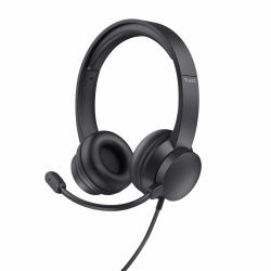 Trust HS-150 Kopfhörer Kabelgebunden Kopfband Büro/Callcenter Schwarz 