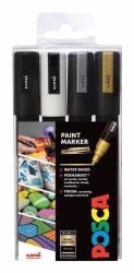Uni-Ball POSCA PC-5M Schwarz, Gold, Silber, Weiß 4 Stück[e] 