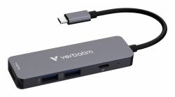 Verbatim 32155 Schnittstellen-Hub USB 3.2 Gen 1 [3.1 Gen 1] Type-C 5000 Mbit/s Grau 
