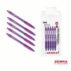Zebra Z-Grip Smooth Retractable Ballpoint Pen Violet Ink Box of 50