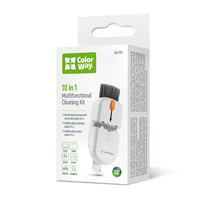 ColorWay CW-1111 10-in-1 Electronics Cleaning Kit Designed For Safely Cleaning Headphones, Tastaturs, Screens and Cameras. Includes A Retractable Brush, Flocked Sponge, Microfiber Wipes, Screen Cleaner Spray, Key Remover, In A Compact Case Featuring A Pho - UK version