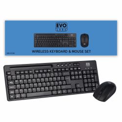 Evo Labs WM-757UK Wireless Tastatur and Mouse Combo Set, 2.4GHz Full Size Qwerty UK Layout Tastatur with Wireless Mouse, Ideal for Home or Office, Black Tastatur Maus enthalten Heimbüro UK International Schwarz  - UK version
