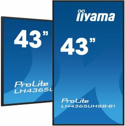 iiyama LH4365UHSB-B1 Signage-Display Kiosk-Design 108 cm [42.5"] LED WLAN 800 cd/m² 4K Ultra HD Schwarz Eingebauter Prozessor Android 11 24/7 