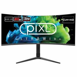 piXL CM34C7 34 Inch Ultrawide Gaming Monitor, 165Hz, 1.5ms, 3440x1440, HDMI, DisplayPort, USB Type-C, USB-B, USB-A x 2, Audio, Curve R1500, Height Adjustable, 3 Year Warranty Computerbildschirm 86,4 cm [34"] 3440 x 1440 Pixel UltraWide Quad HD LED Schwarz 
