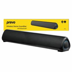 PREVO MS03 Wireless Stereo Soundbar with Bluetooth, USB & SD, Space-Saving Wireless Speaker for TV, Home Entertainment System, PC, Mobile Device & Gaming Consoles Schwarz Kabellos 