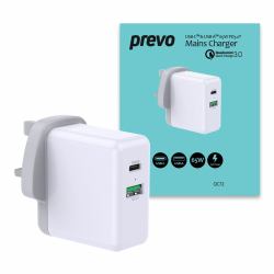 PREVO QC72 Ladegerät für Mobilgeräte Universal Weiß AC Schnellladung Drinnen 