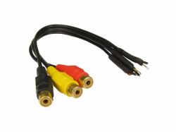 Cables Direct 3xRCA, 25cm audio cable 0.25 m Black (CDL 0.25m Three RCA to Free Ends)