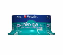 Verbatim DVD-RW Matt Silver 4,7 GB 25 Stück[e] (VERBATIM DVD-RW 4.7GB 4X MATT SILVER SURFACE 25 PK SPINDLE)