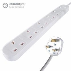 CONNEkT Gear 27-6050 Verlängerungskabel 5 m 6 AC-Ausgänge Indoor Schwarz (5M 6 WAY POWER EXTENSION BLOCK - UK PLUG TO 6XUK SOCKETS - WHITE)