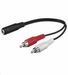 Microconnect AUDALH02 audio cable 0.2 m 2 x RCA 3.5mm Red (Audio Adapter Cable, 0,2 meter - Audio adapter Cable 3.5 mm to - RCA male - Warranty: 300M)