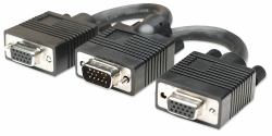 Manhattan SVGA Y Cable, HD15, 15cm, Male to Females, Splits an SVGA connection between two monitors, Compatible with VGA, Fully Shielded, Black, Lifetime Warranty (SVGA Y CABLE 15CM- - MALE/2X FEMA...