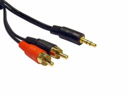 Cables Direct 2TR-301-05 Audio-Kabel 0,5 m 3.5mm 2 x RCA Schwarz (CDL 0.5m 3.5mm Stereo to Two RCA)