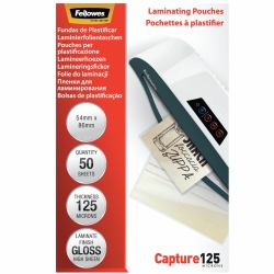 Fellowes Glossy 125 Micron Card Laminating Pouch - 54x86mm (Lamin Pouch 54x86mm 125MIC Rtl 50pk)