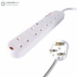 5M 4 WAY SURGE PROTECTED POWER - EXTENSION BLOCK - UK PLUG WHITE