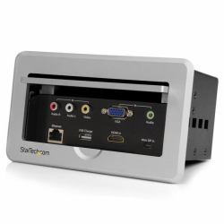 StarTech.com Konferenztisch Tischanschlussfeld - HDMI / VGA / Mini DisplayPort auf HDMI mit Schnelllade USB Port (Startech Conference Table Connectivity Pop up Box with AV and Data Ports - HDMI, VG...