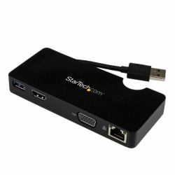 StarTech.com USB 3.0 Universal Laptop Mini Dockingstation mit HDMI oder VGA, Gigabit Ethernet, US...