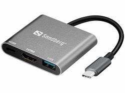 Sandberg USB-C Mini Dock HDMI+USB (USB-C Mini Dock HDMI+USB - USB-C Mini Dock HDMI+USB, USB - Type-C, USB Type-C + USB Type-A + HDMI, Male, Female, 1920 x 1080 [HD 1080], - Warranty: 60M)