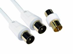 Cables Direct TV Coax 20m coaxial cable F White (CDL 20m TV +Female Coupler - White)