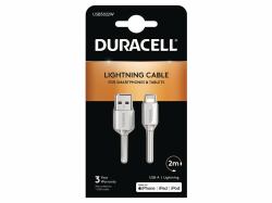 Duracell Sync/Charge Cable 2 Metre White (Duracell USB-A to Lightning 2m Cable)