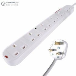 5M 6 WAY SURGE PROTECTED POWER - EXTENSION BLOCK - UK PLUG TO 6 X