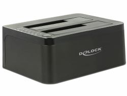 DeLOCK 62661 Speicherlaufwerk-Docking-Station USB 3.2 Gen 1 [3.1 Gen 1] Type-B Schwarz (Delock Dual Docking Station SATA HDD > USB 3.0 with Clone Function - Speicher-Controller mit One-Touch-Klonen...