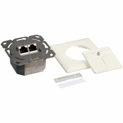 LogiLink NP0023 socket-outlet RJ-45 Metallic, White (Logilink, Cat.6 Wall Outlet UP 2xRJ45)
