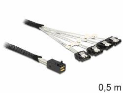 DeLOCK 83392 Serial Attached SCSI [SAS]-Kabel 0,5 m Schwarz, Silber (Delock - SATA- / SAS-Kabel - SAS 6Gbit/s - 4-Lane - 4x Mini SAS HD [SFF-8643] [M] zu SATA [W] - 50 cm - eingerastet)