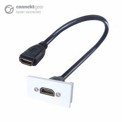 CONNEkT Gear 20-0006 Wandplatte/Schalterabdeckung Weiß (0.3M AV SNAP IN HDMI 25X50 - WHITE)