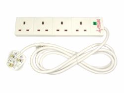 Cables Direct RB-02M04SPD Spannungsschutz 4 AC-Ausgänge Weiß 2 m (CDL 4 WAY 2MTR SURGE EXTENSION)