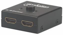 Manhattan 4K bi-direktionaler 2-Port HDMI-Splitter/Switch, 4K@30Hz, manuelle Auswahl, passiv [kein Netzteil benötigt], schwarz (HDMI SPLITTER/SWITCH 4K 2 PORT- - BI-DIRECT 4K/30HZ MANUAL PASSIVE)
