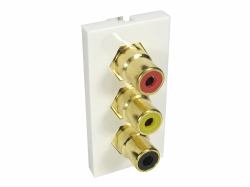 Cables Direct AV-MOD3RCA Steckdose 3 x RCA Weiß (CDL 3x RCA Euromod - Coupler Type)