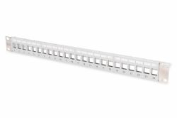 Digitus Modulares Patchpanel für Keystone Jacks 1HE - unbestückt (MODULAR PATCH PANEL - 1U/ 19IN/ GREY LABEL FIELD)