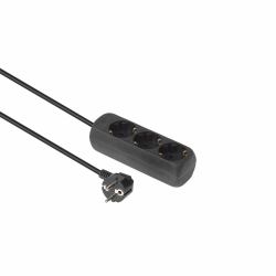 Microconnect GRU0033B Verlängerungskabel 3 m 3 AC-Ausgänge Drinnen Schwarz (3-way Schuko Socket 3M Black - Without ON/OFF Switch, - with child protection - Warranty: 300M)