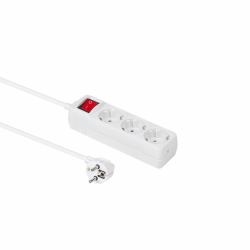 Microconnect GRU0033WS power extension 3 m 3 AC outlet[s] White (3-way Schuko Socket on/off - switch 3M White With - Illuminated Switch with child protection - Warranty: 300M)