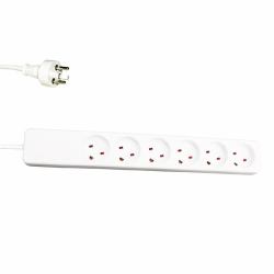 Garbot 24155124-3EE power extension 3 m 6 AC outlet[s] Indoor White (Plast Power Strip 6-way EDB - Outlet, 3m White - Warranty: 12M)