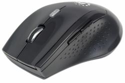 Manhattan Curve Wireless Maus, USB, optisch, fünf Tasten plus Mausrad, 1600 dpi, schwarz (MANHATTAN WIRELESS MOUSE MANHATTAN WIRELESS MOUSE)