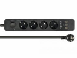 DeLOCK 11209 Verlängerungskabel 1,5 m 4 AC-Ausgänge Innenraum Schwarz (Delock Extension Socket - Steckdosenleiste - Wechselstrom 250 V - 4000 Watt - Eingabe, Eingang power CEE 7/7 - Ausgangsansch...