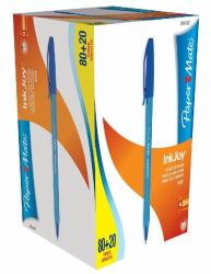 Papermate Inkjoy 100 Blau Stick-Kugelschreiber Medium 100 Stück[e] (Paper Mate S0977420 Inkjoy 100 Capped Medium Tip Blue, Box of 100)