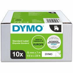 DYMO Original D1-Etikettenband | schwarz auf weiß | 12 mm x 7 m | selbstklebendes Schriftband | für LabelManager-Beschriftungsgerät | 10 Etikettenkassetten (DYMO Value Pack Hvid SelvklÃ¦bende ...